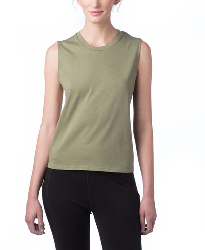 Alternative Apparel Women's Go-to Cropped Muscle Tank Top In Military-like