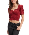 Roxy Rolling Sunrises Floral Cotton Blend Corduroy Crop Top In Tibetan Red Shadow Tropics
