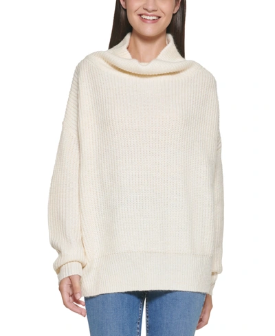 Calvin Klein Jeans Est.1978 Trendy Plus Size Oversized Turtleneck Sweater In Beige