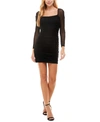 City Studios Juniors' Emma Lace-up-back Ruched Dress In Black