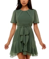 B Darlin Puff-sleeve A-line Dress In Olive