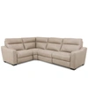 Furniture Gabrine 4-pc. Leather Sectional With 2 Power Headrests, Created For Macy's In Ivory