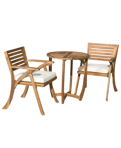 Noble House Esme 3 Piece Outdoor Bistro Set In Brown