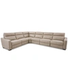 Furniture Gabrine 6-pc. Leather Sectional With 2 Power Headrests, Created For Macy's In Ivory