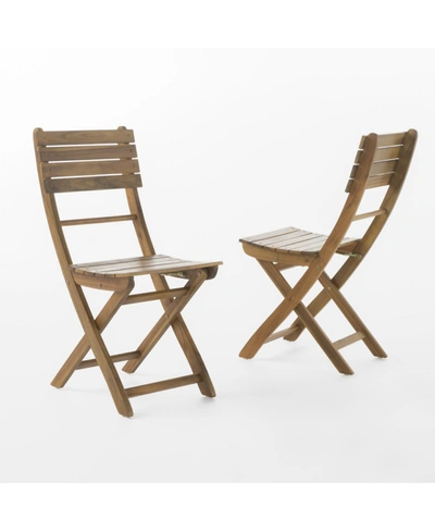 Noble House Positano Outdoor Foldable Dining Chairs, Set Of 2 In Natural