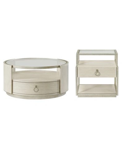 Furniture Maisie Round Cocktail Table And End Table Set In Champagne