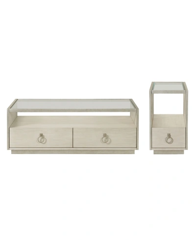 Furniture Maisie Rectangle Cocktail Table And Chairside Table Set In Champagne