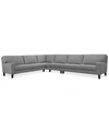 Furniture Closeout! Sandrew 4-pc. Fabric Sectional With 2 Power Foot Rests, Created For Macy's In Thunder Grey