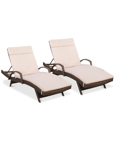 Noble House Ashley Outdoor Chaise Lounge (set Of 2) In Brown