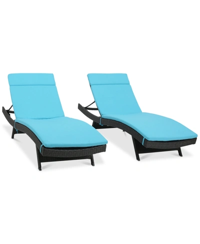 Noble House Carmel Outdoor Chaise Lounge (set Of 2) In Grey