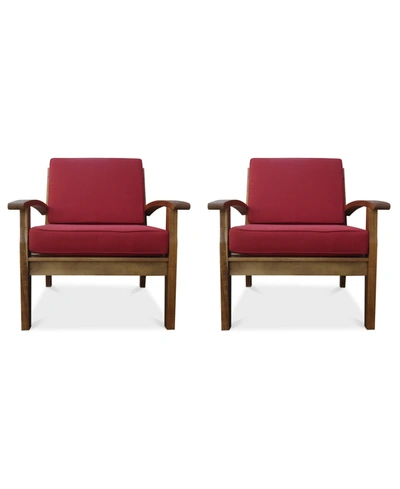 Noble House Bradden Set Of 2 Club Chairs In Red