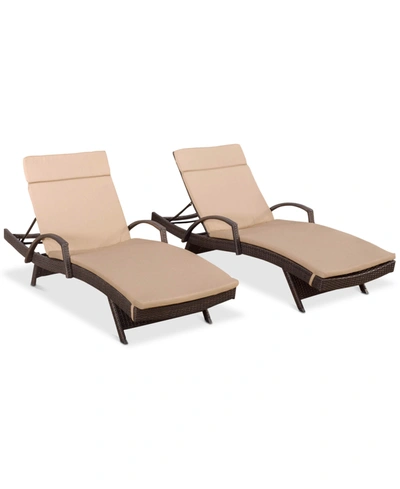 Noble House Jonathan Outdoor Chaise Lounge (set Of 2) In Beige