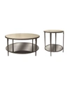 Furniture Wilshire Round Cocktail Table And Round End Table Set In White Sands