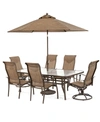 FURNITURE OASIS OUTDOOR ALUMINUM 7-PC. DINING SET (84" X 42" DINING TABLE, 4 DINING CHAIRS AND 2 SWIVEL ROCKER