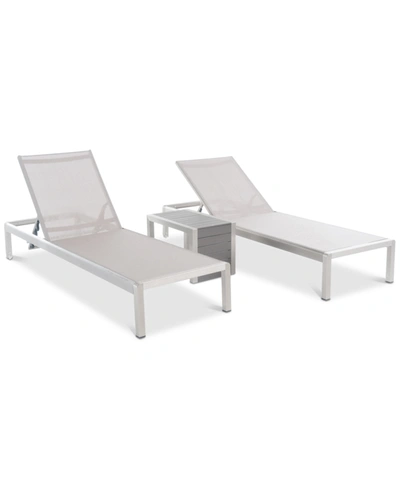 Noble House Greyson Outdoor 3-pc. Chaise Lounge & C-shaped Table Set