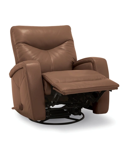 Furniture Erith Leather Swivel Rocker Recliner In Biscotti (special Order)