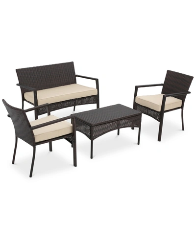 Noble House Aldin Outdoor 4-pc. Chat Set In Brown