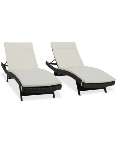 Noble House Curio Outdoor Chaise Lounge (set Of 2) In Grey