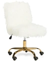 Safavieh Hanna Faux Fur Office Chair In White And Gold
