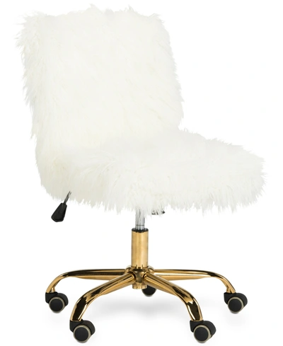 Safavieh Hanna Faux Fur Office Chair In White And Gold