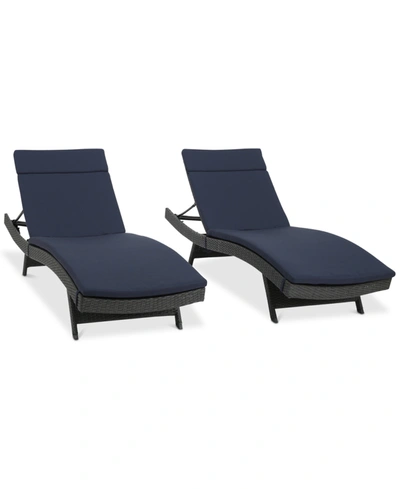 Noble House Hunter Outdoor Chaise Lounge (set Of 2) In Grey
