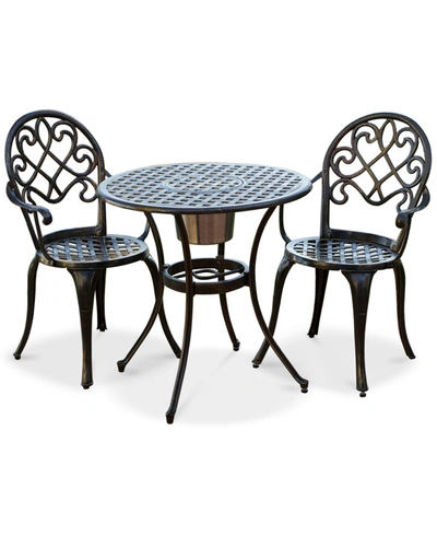 Noble House Lellman Cast Aluminum Outdoor Bistro Set In Copper