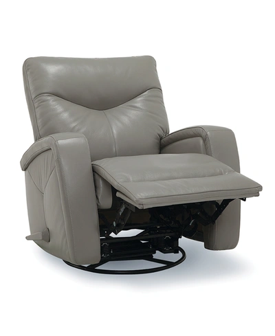 Furniture Erith Leather Swivel Rocker Recliner In Alloy Grey