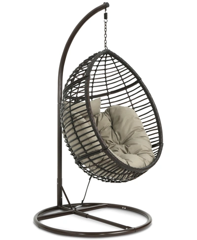 Noble House Logan Outdoor Basket Chair In Khaki