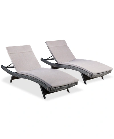 Noble House Sienna Outdoor Chaise Lounge (set Of 2) In Grey