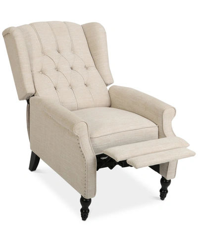 Noble House Elroi Tufted Recliner In Light Beige