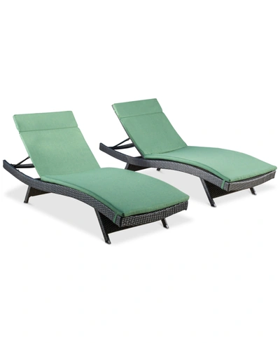 Noble House Hawkins Outdoor Chaise Lounge (set Of 2) In Grey