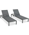 Noble House Westlake Outdoor Chaise Lounge And C-shaped Side Table In Grey