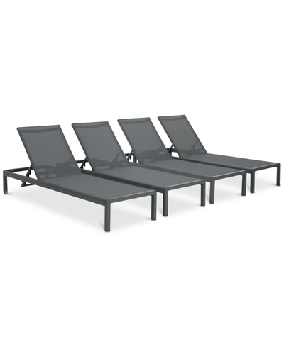 Noble House Westlake Outdoor Chaise Lounge (set Of 4) In Grey