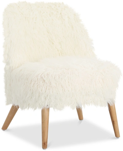 Noble House Lucee Faux Fur Accent Chair In White