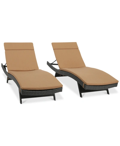 Noble House Hayden Outdoor Chaise Lounge (set Of 2) In Grey