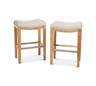 Noble House Edley Backless Bar Stool (set Of 2) In Beige