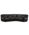 Furniture Lenardo 5-pc. Leather Sectional With 2 Power Motion Recliners And Console, Created For Macy's In Espresso