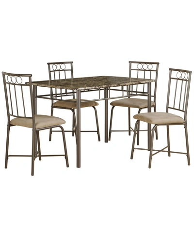 Monarch Specialties 5 Piece Microfiber Dining Set In Dark Brown