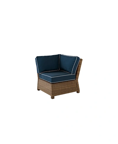 Crosley Bradenton Outdoor Wicker Sectional Corner Chair With Cushions In Blue
