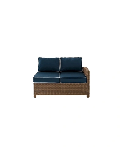 Crosley Bradenton Outdoor Wicker Sectional Right Corner Loveseat With Cushions In Blue
