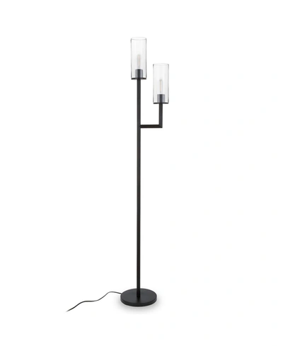 Hudson & Canal Basso Floor Lamp With Double Torchiere In Black