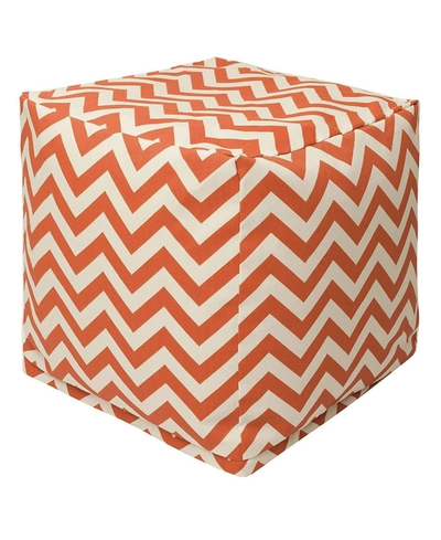 Majestic Home Goods Chevron Ottoman Pouf Cube With Removable Cover 17" X 17" In Burnt Oran