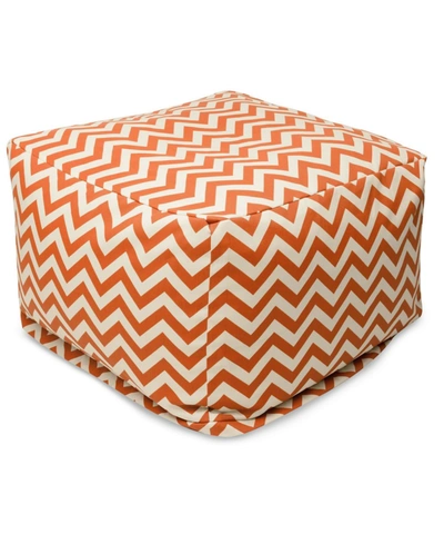 Majestic Home Goods Chevron Ottoman Square Pouf With Removable Cover 27" X 17" In Burnt Oran