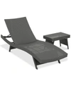 Noble House Madison Outdoor Chaise Lounge And Table Set In Grey