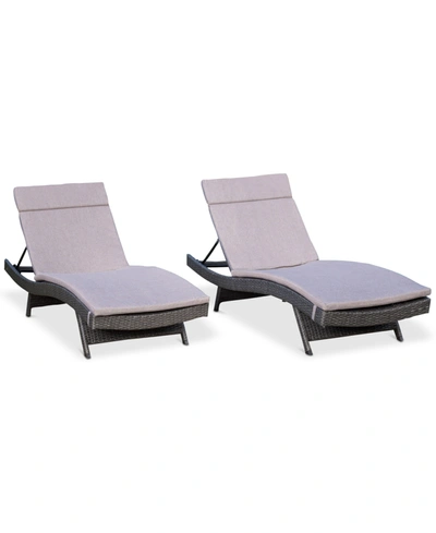 Noble House San Pedro Outdoor Chaise Lounge (set Of 2) In Grey