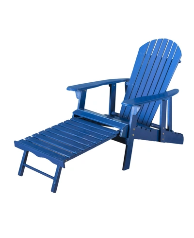 Noble House Hayle Outdoor Reclining Adirondack Chair With Footrest In Blue