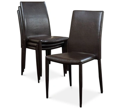Noble House Orlow Set Of 4 Stacking Chairs In Brown