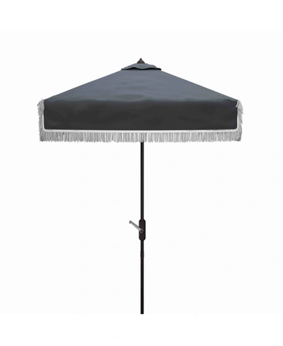 Safavieh Milan Fringe 7.5 Ft Square Crank Umbrella In White