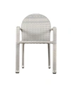 Noble House Aurora Outdoor Armed Stack Chairs With Frame, Set Of 2 In Off-white