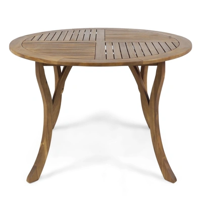 Noble House Hermosa Outdoor Round Dining Table In Teak